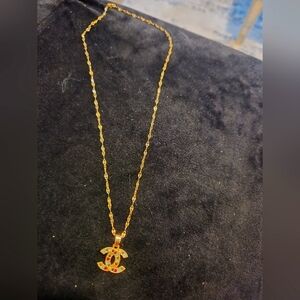 21kgp Dubai Jewelry - Gold Pendant Necklace with Multicolor Accents